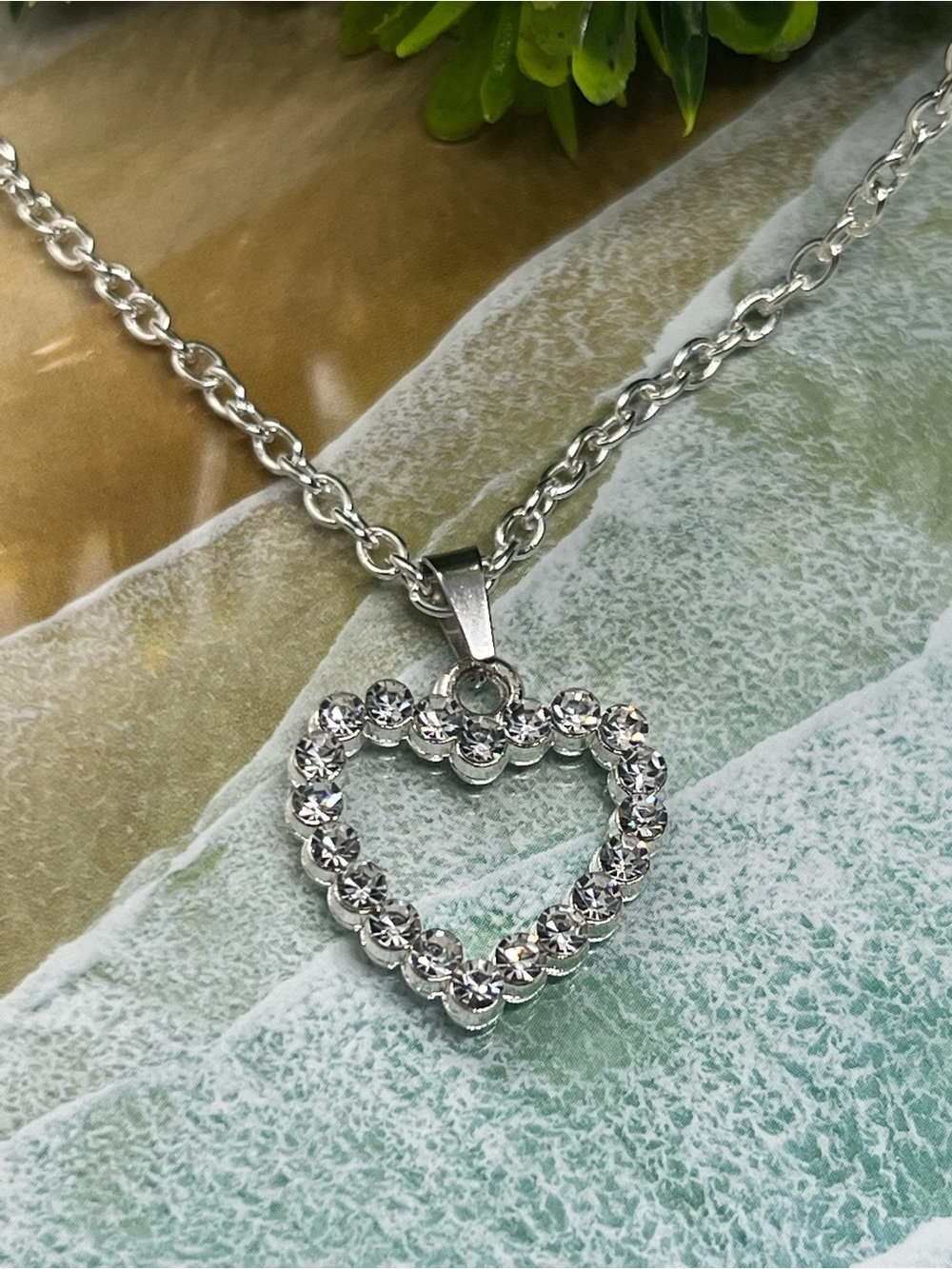 LondonOne Heart Necklace Silver Tone Rhinestone Pendant New With Tags